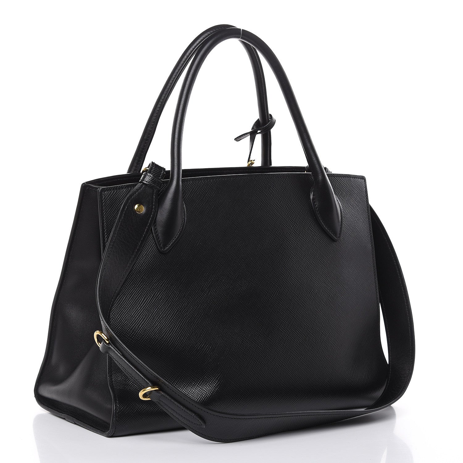 Prada Saffiano Cuir Calfskin Large Monochrome Top Handle Tote Black 3 of 13
