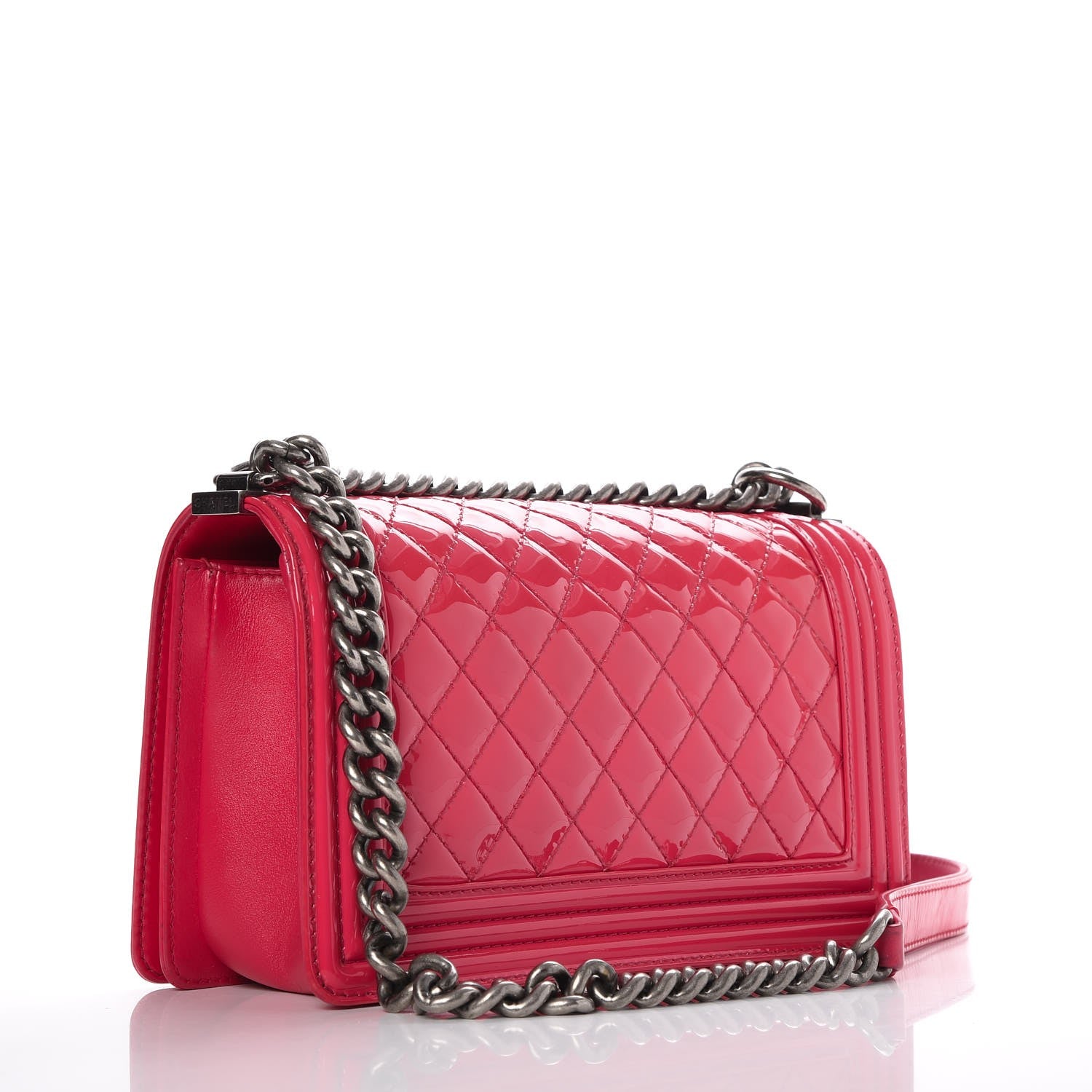 Chanel Patent Quilted Medium Boy Flap Pink 3 of 8