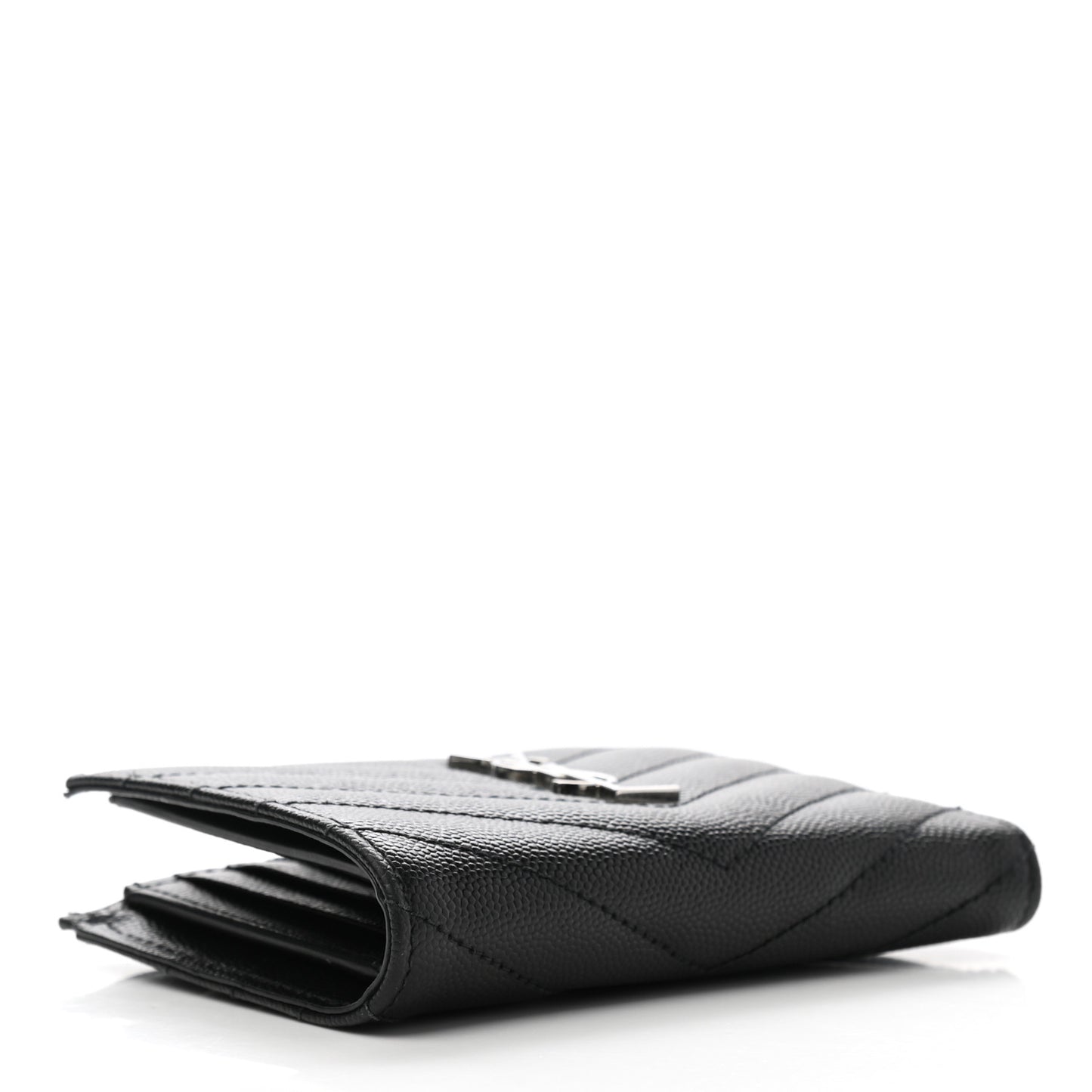 Grain De Poudre Matelasse Chevron Monogram Zipped Two-Part Wallet Black