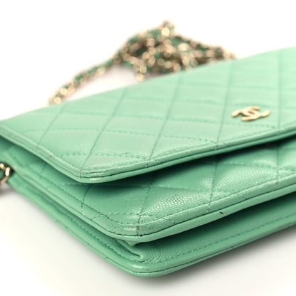 Chanel Caviar Quilted Wallet on Chain WOC Green 9 of 13