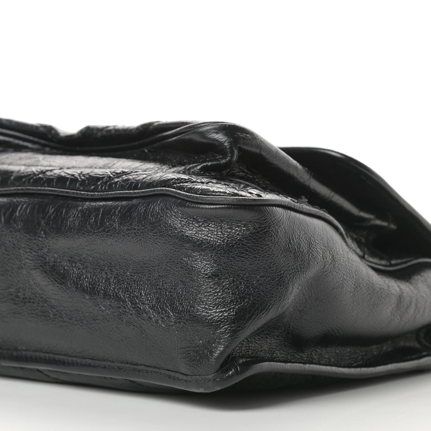 Crinkled Calfskin Matelasse Monogram Large Niki Chain Satchel Black
