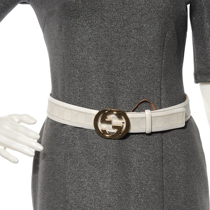 Gucci GG Plus Monogram Calfskin Interlocking G 40mm Belt 80 32 White 2 of 4