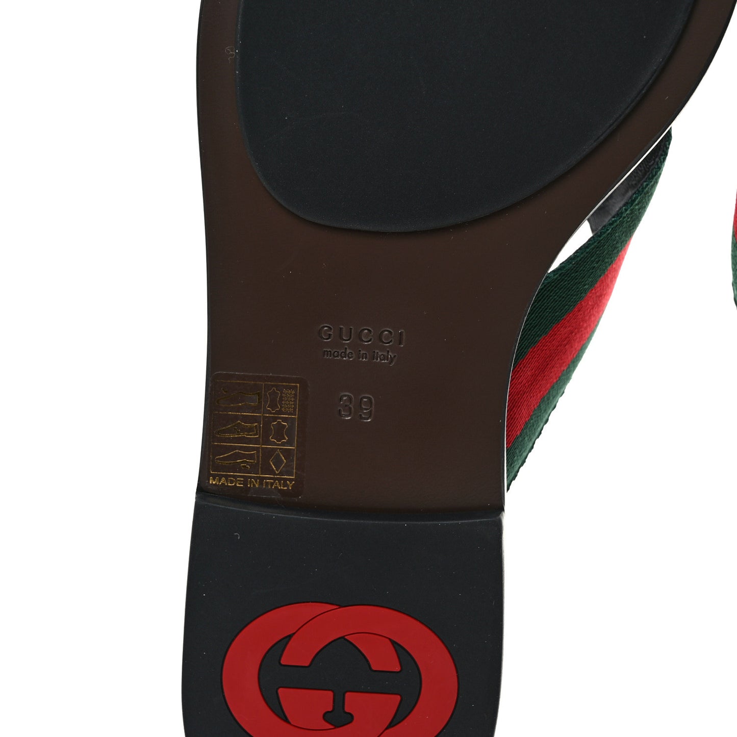Nylon Calfskin Web GG Monogram Womens Thong Sandals 39 Green Red Cocoa