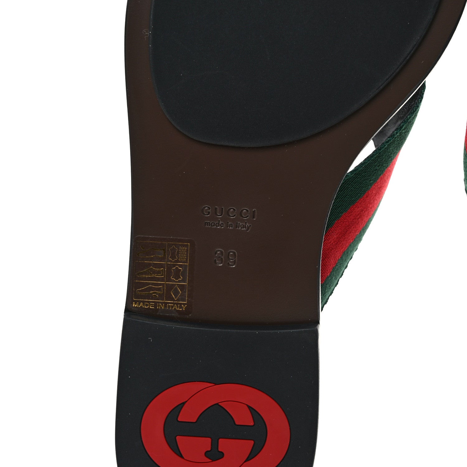 Gucci Nylon Calfskin Web GG Monogram Womens Thong Sandals 39 Green Red Cocoa 6 of 7
