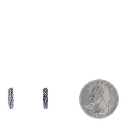 David Yurman Sterling Silver Blue Sapphire Petite Pave Huggie Hoop Earrings 2 of 4