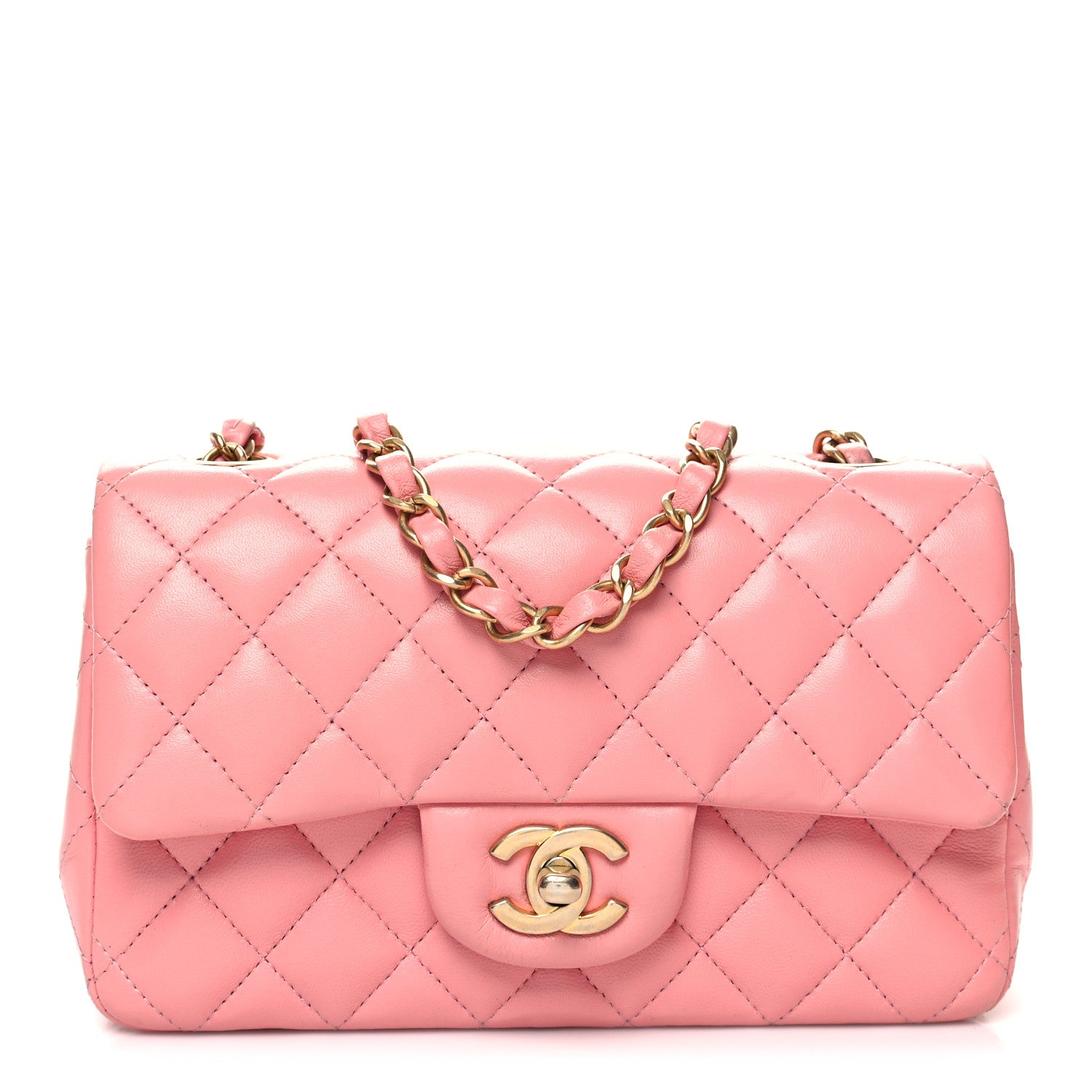 Chanel Lambskin Quilted Mini Rectangular Flap Pink 1 of 12