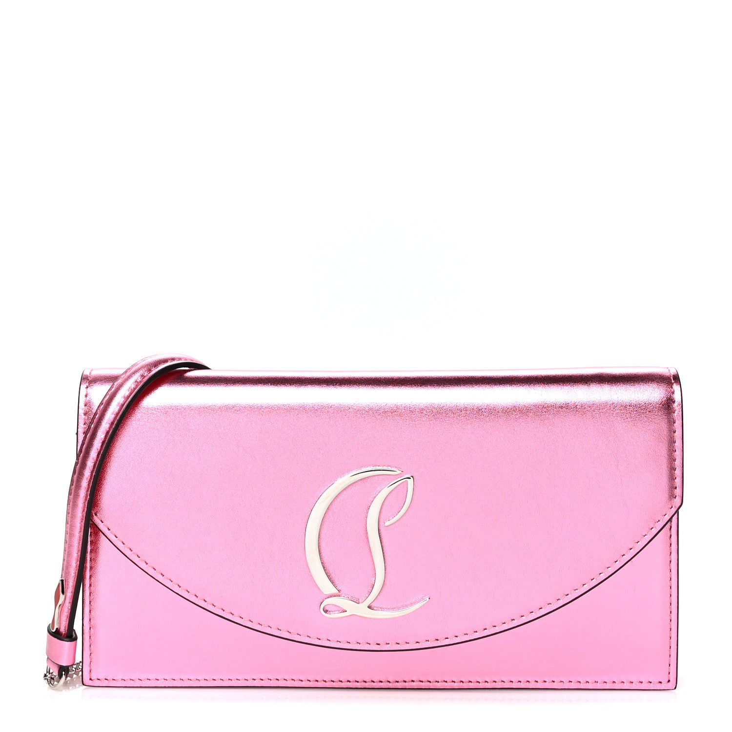 Christian Louboutin Metallic Calfskin Loubi54 Crossbody Clutch Pink 1 of 8