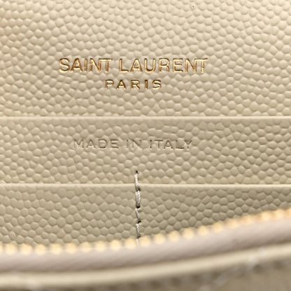 Saint Laurent Grain De Poudre Matelasse Chevron Monogram Envelope Chain Wallet Crema Soft 6 of 11