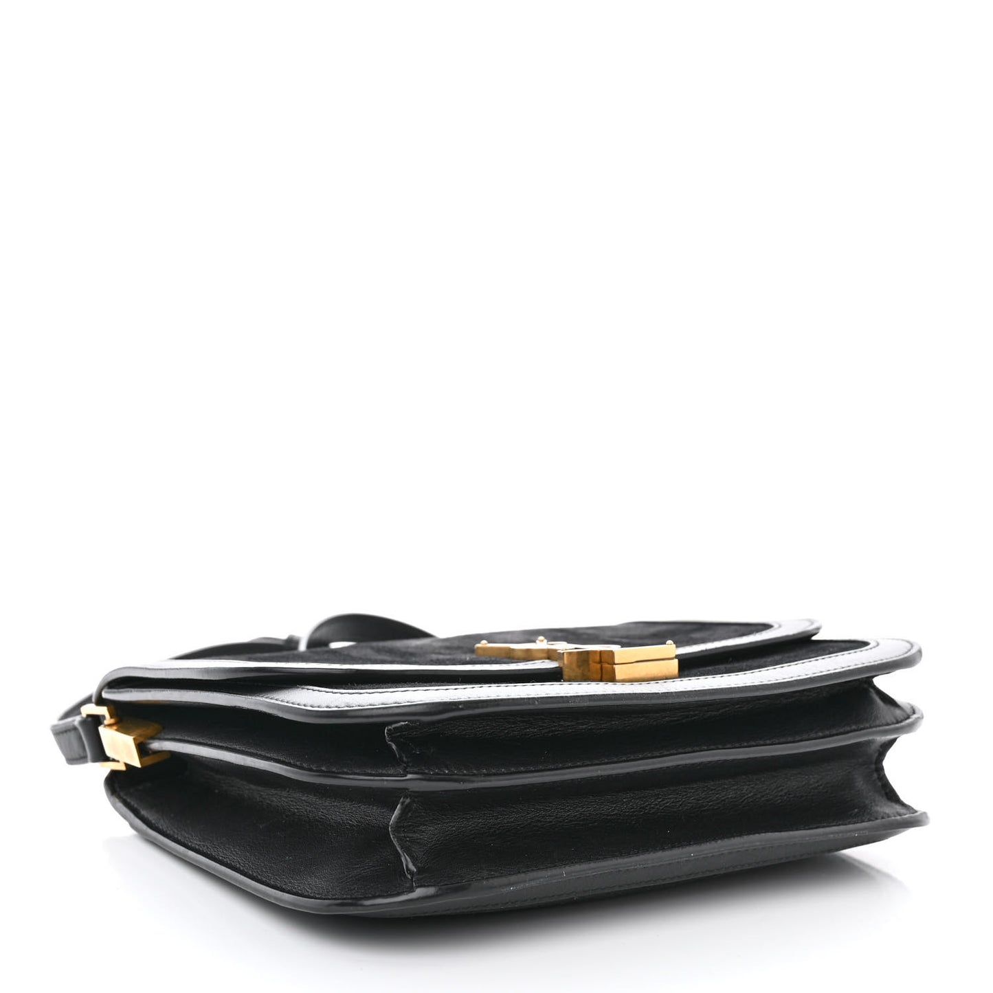 Suede Smooth Calfskin Monogram Medium Solferino Soft Satchel Black