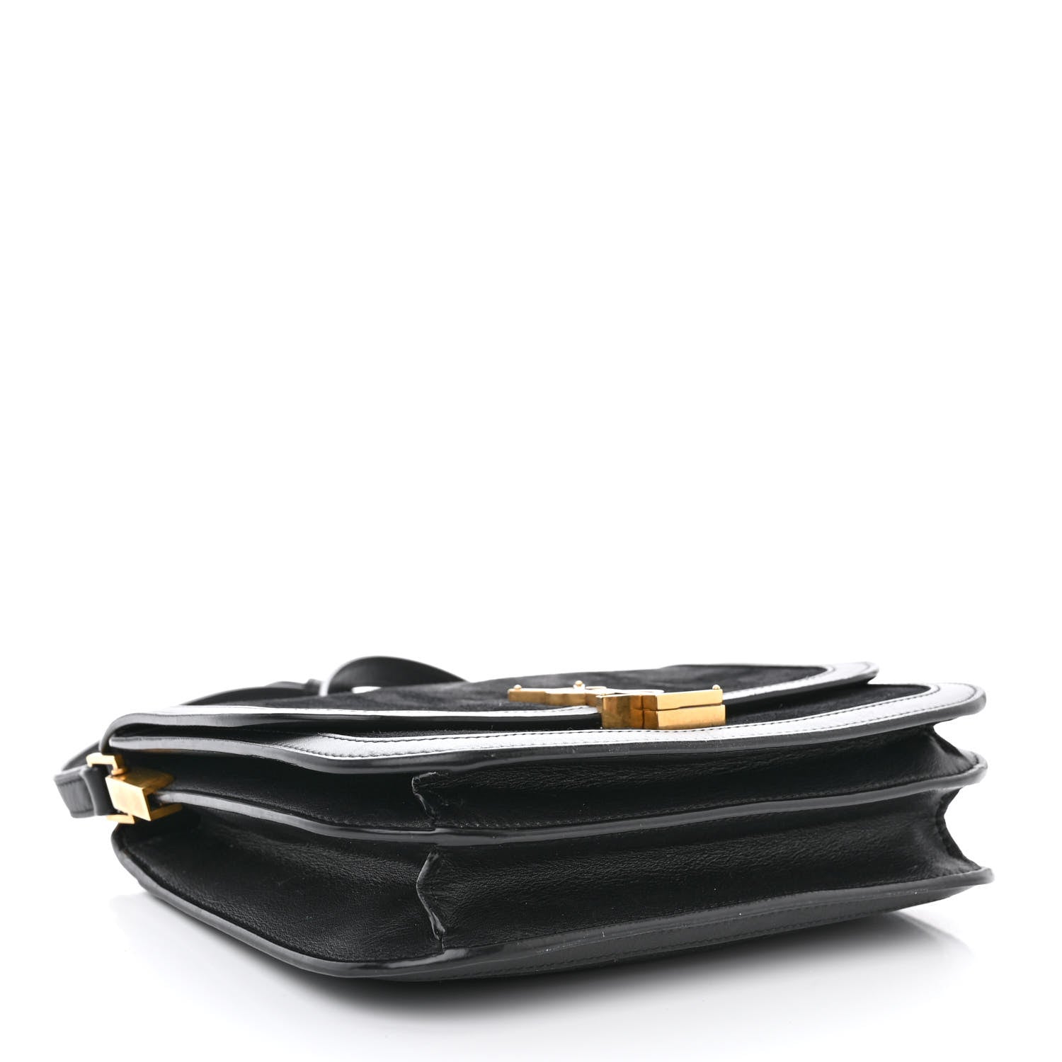 Saint Laurent Suede Smooth Calfskin Monogram Medium Solferino Soft Satchel Black 4 of 16