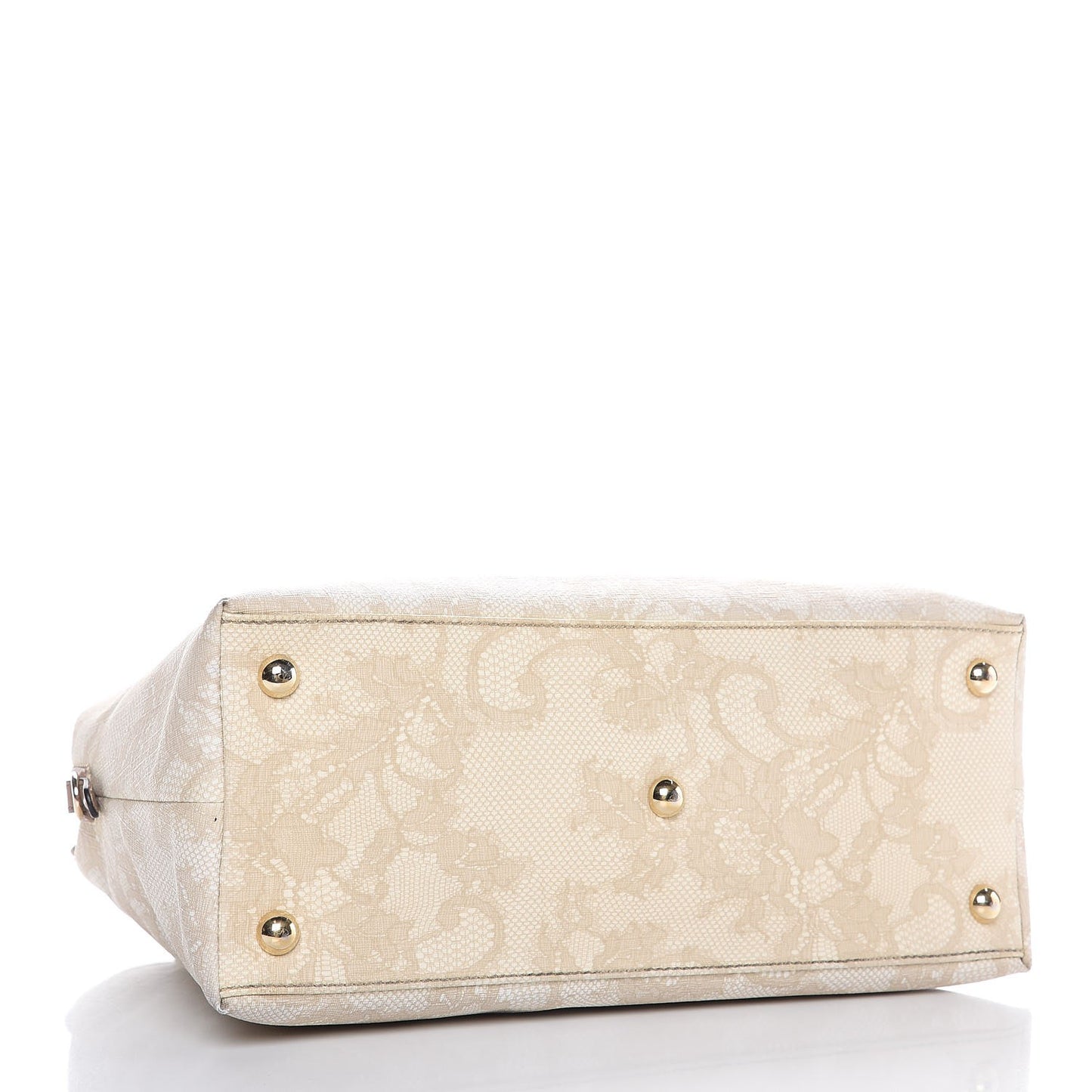 Coated Canvas Lace Print Convertible Satchel Sand