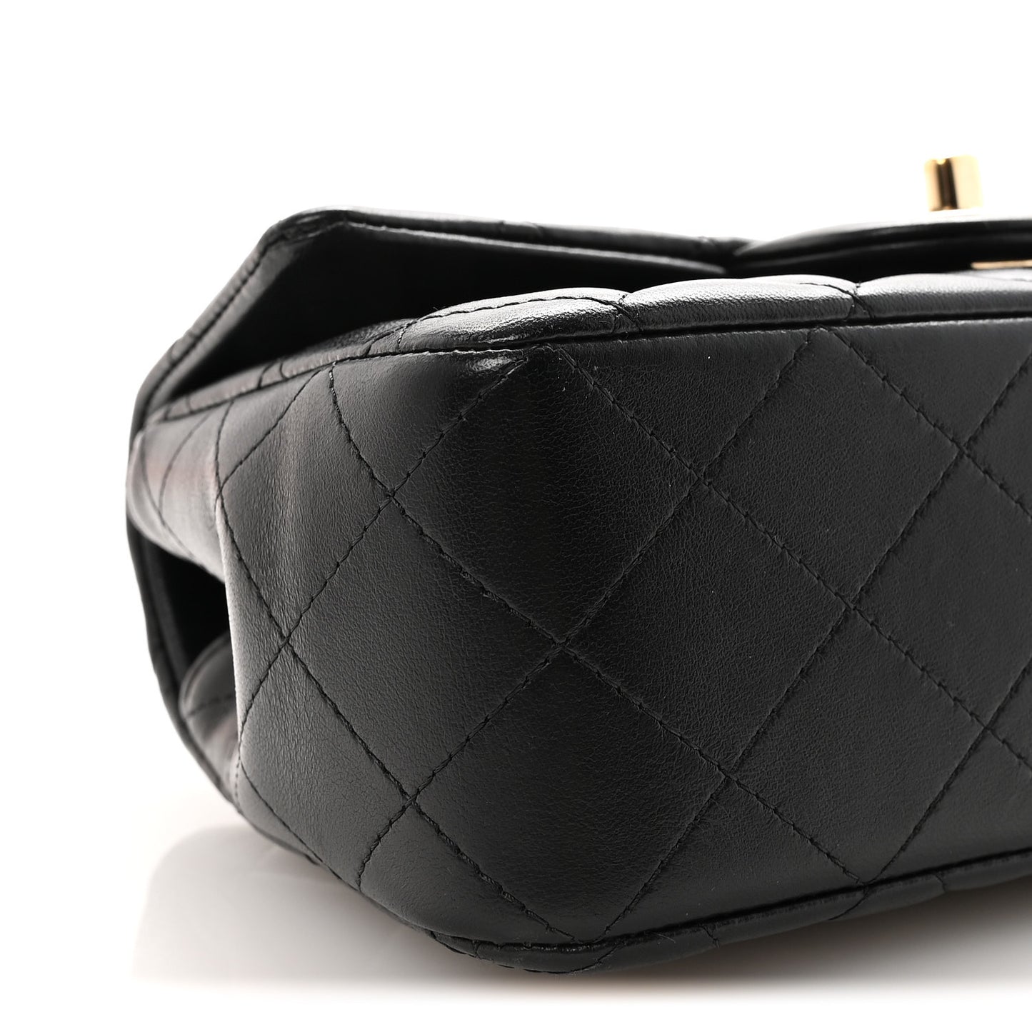 Lambskin Quilted Mini Top Handle Rectangular Flap Black