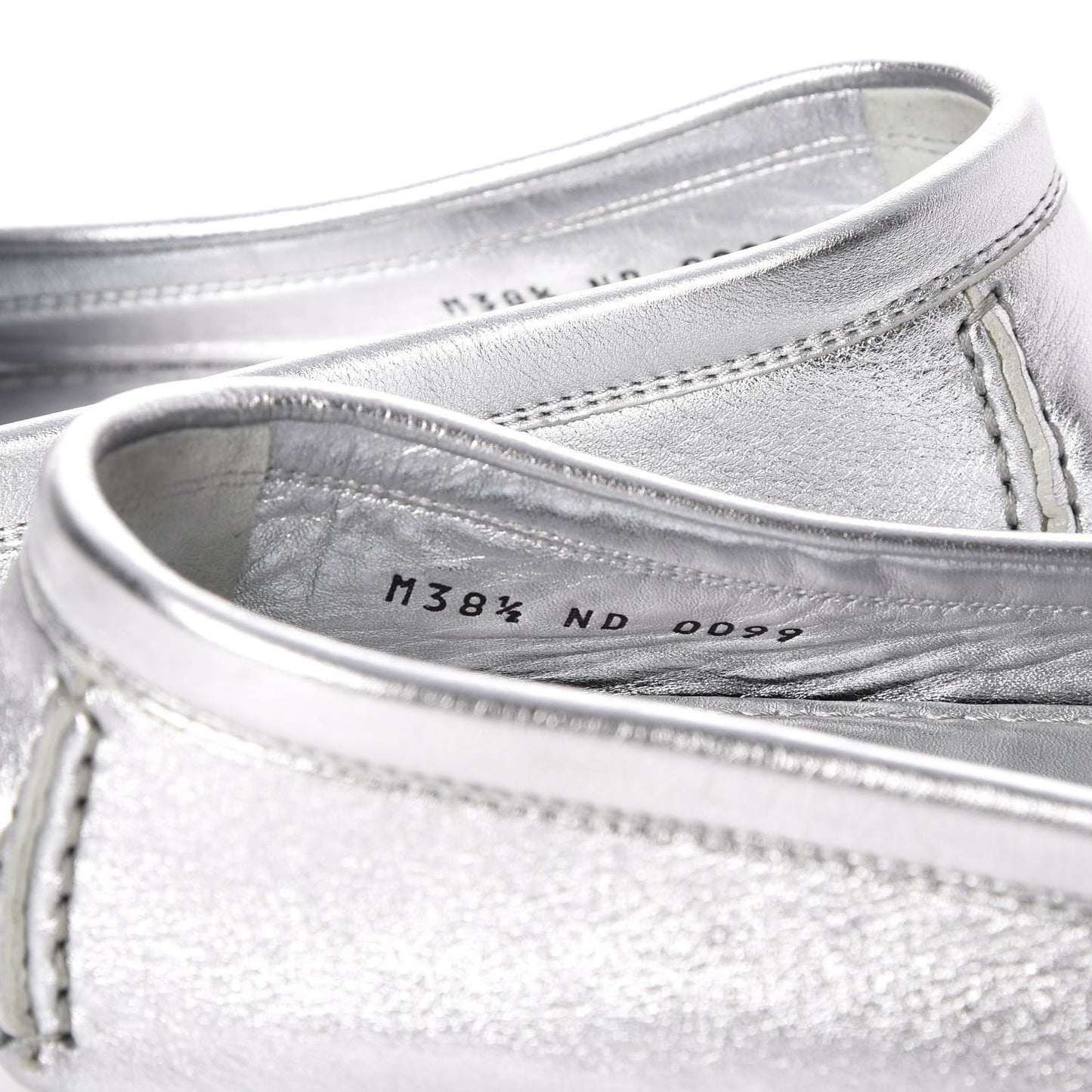 Metallic Calfskin Lombok Mocassin Loafer 38.5 Silver