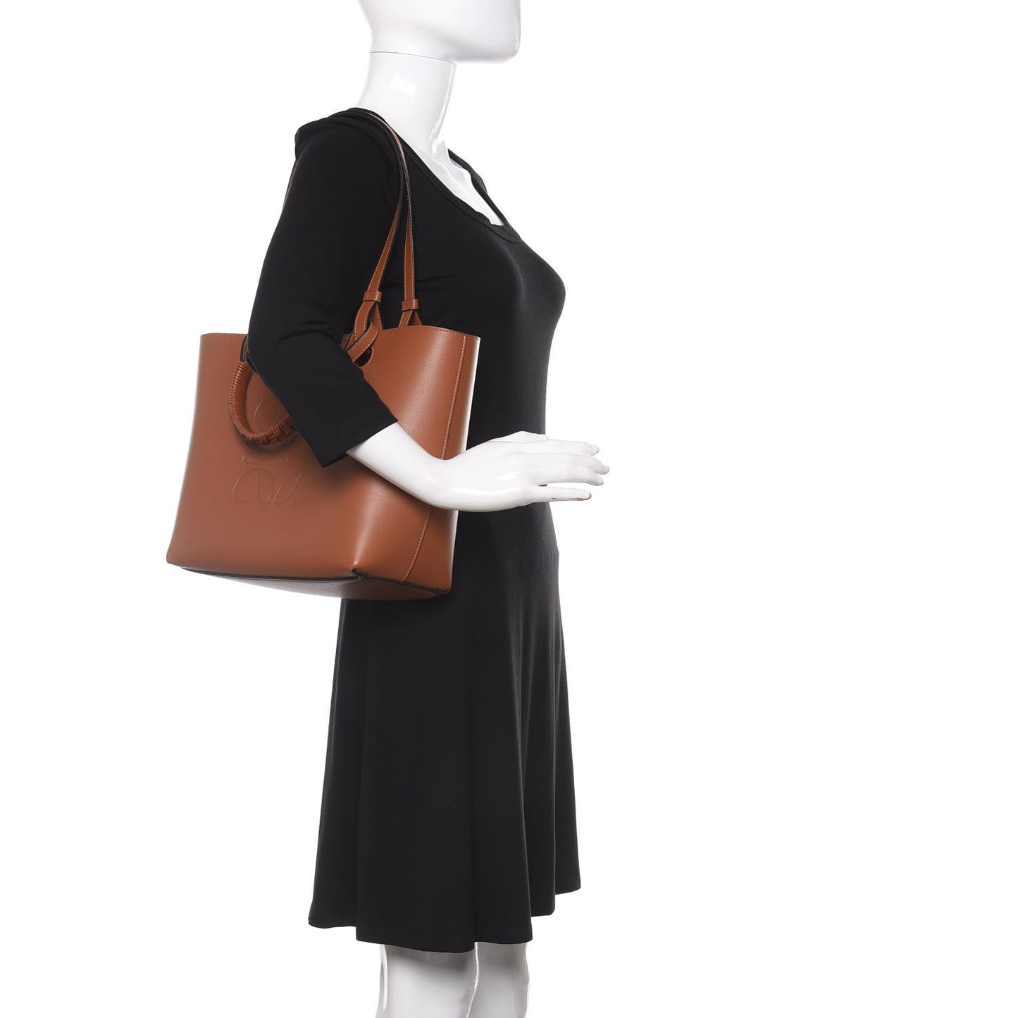 Smooth Calfskin Small Anagram Tote Tan