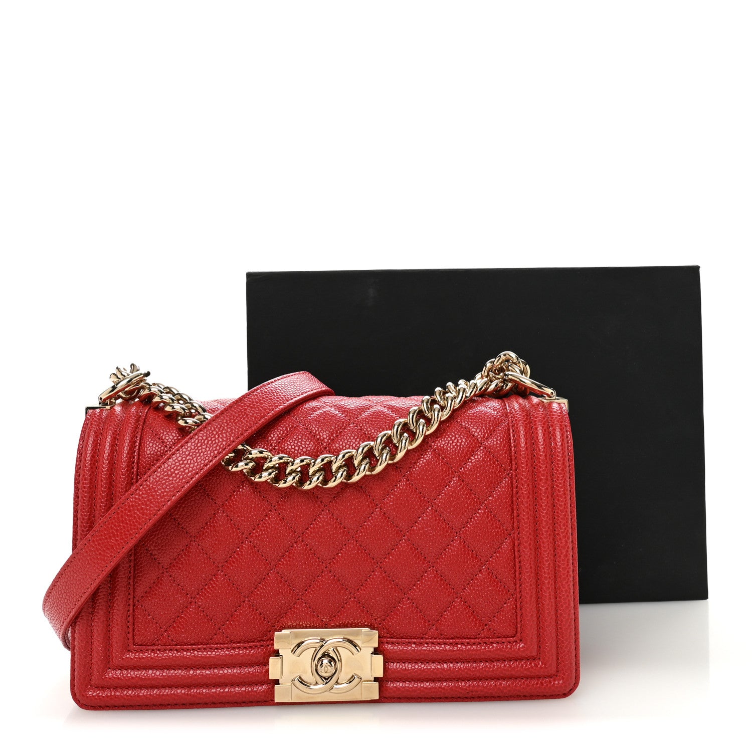 Chanel Caviar Quilted Medium Boy Flap Red 11 of 11