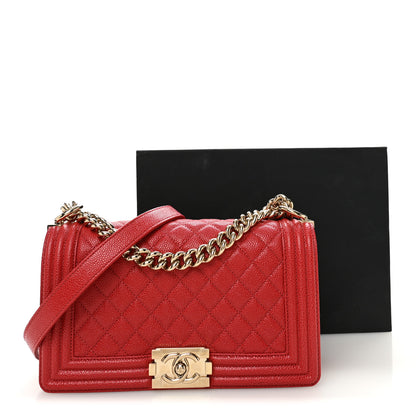 Chanel Caviar Quilted Medium Boy Flap Red 11 of 11