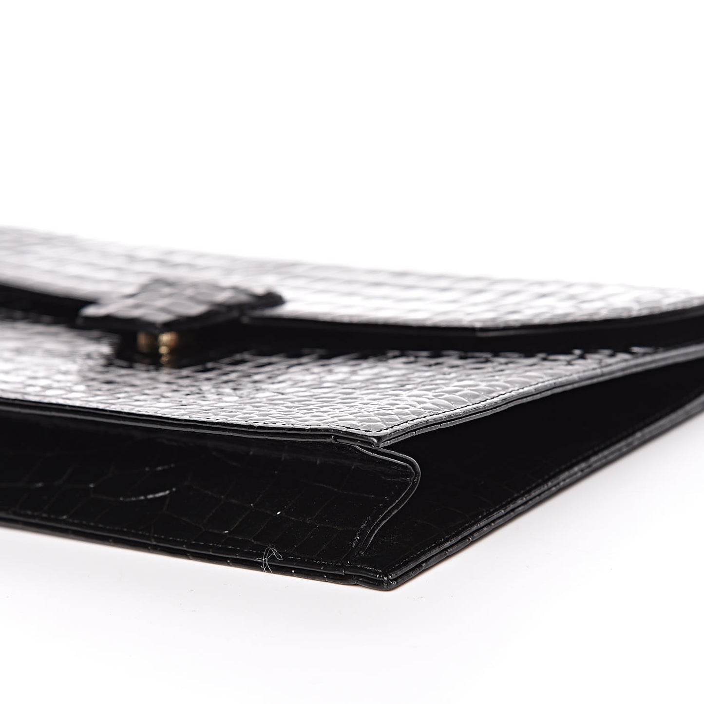Calfskin Crocodile Embossed Clutch Black