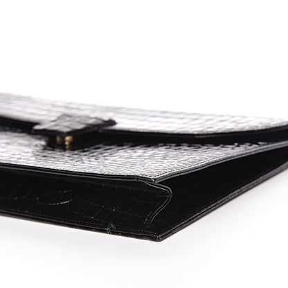Saint Laurent Calfskin Crocodile Embossed Clutch Black 9 of 9