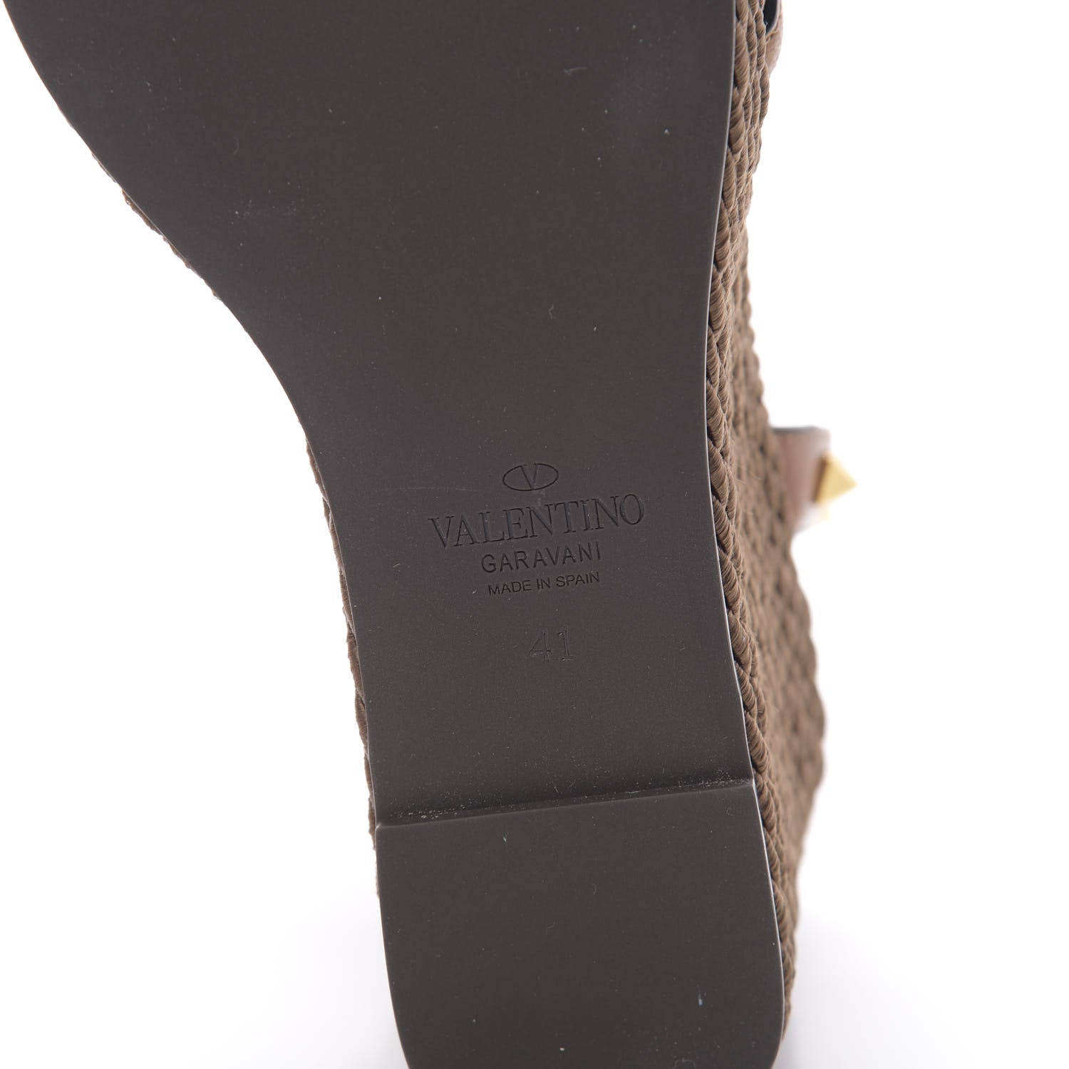 Valentino Garavani Calfskin Rockstud Ankle Strap Torchon Espadrille 25/95mm Wedge Sandals 41 Cuoio 3 of 8