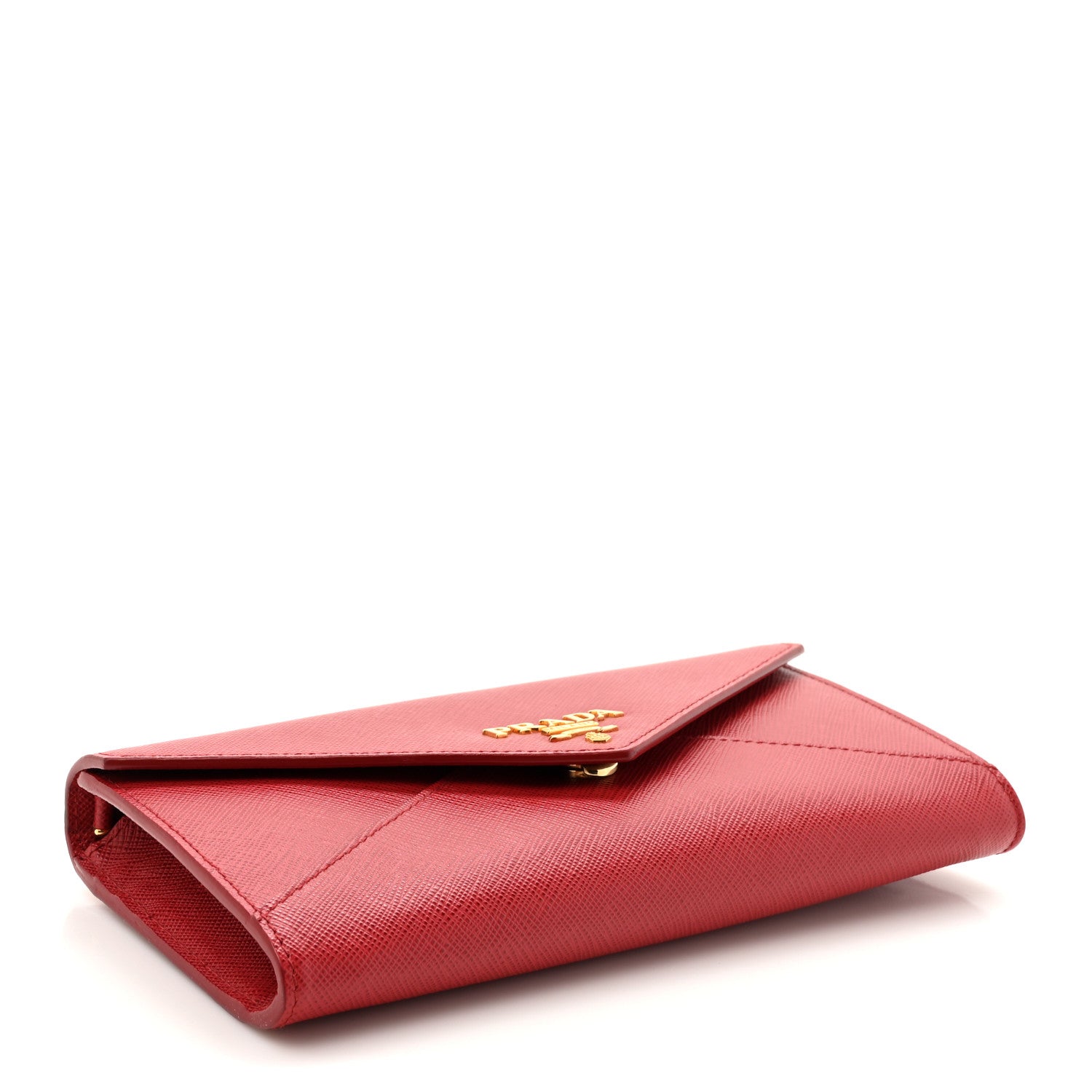 Prada Saffiano Metal Wallet With Chain Fuoco 4 of 12