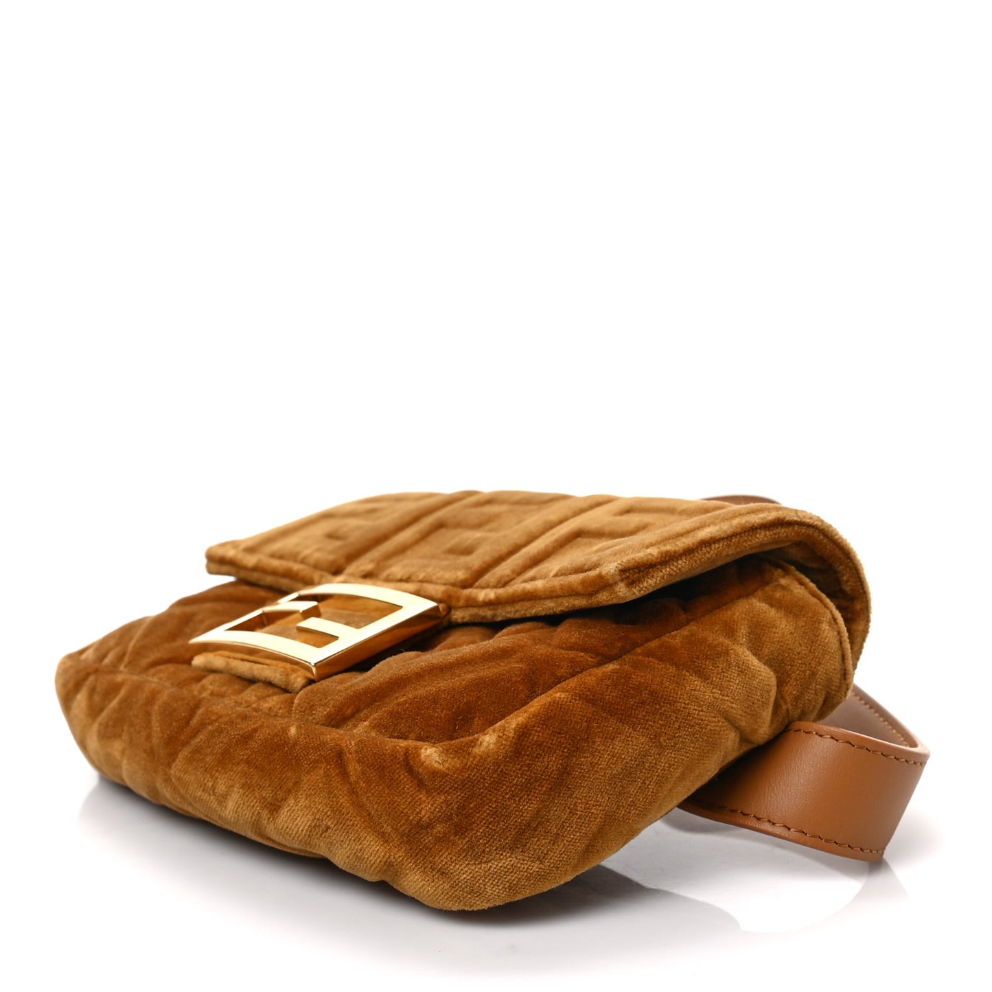 Velvet FF Embossed Hip Belt Baguette Bag Caramel