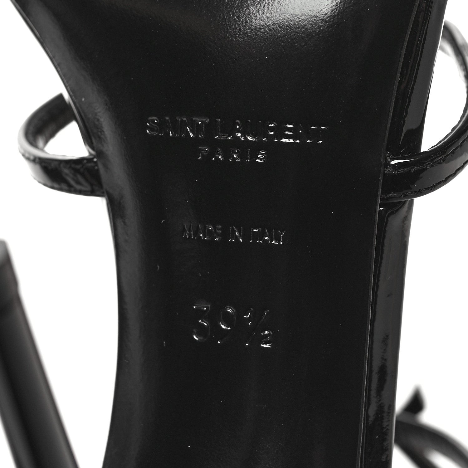 Saint Laurent Patent Cassandra 100 Ankle Strap Sandals 39.5 Black 7 of 9