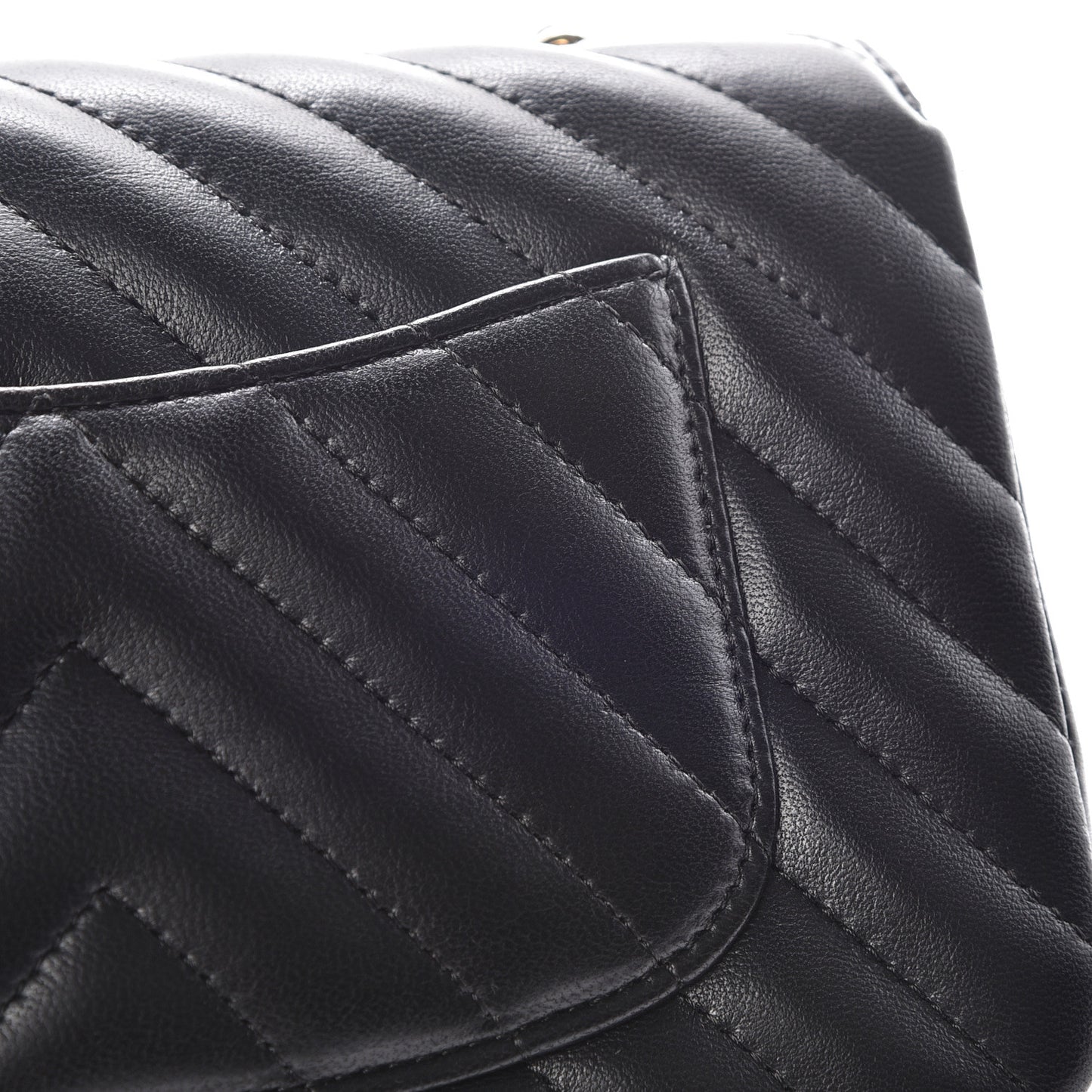 Lambskin Chevron Quilted Mini Rectangular Flap Black