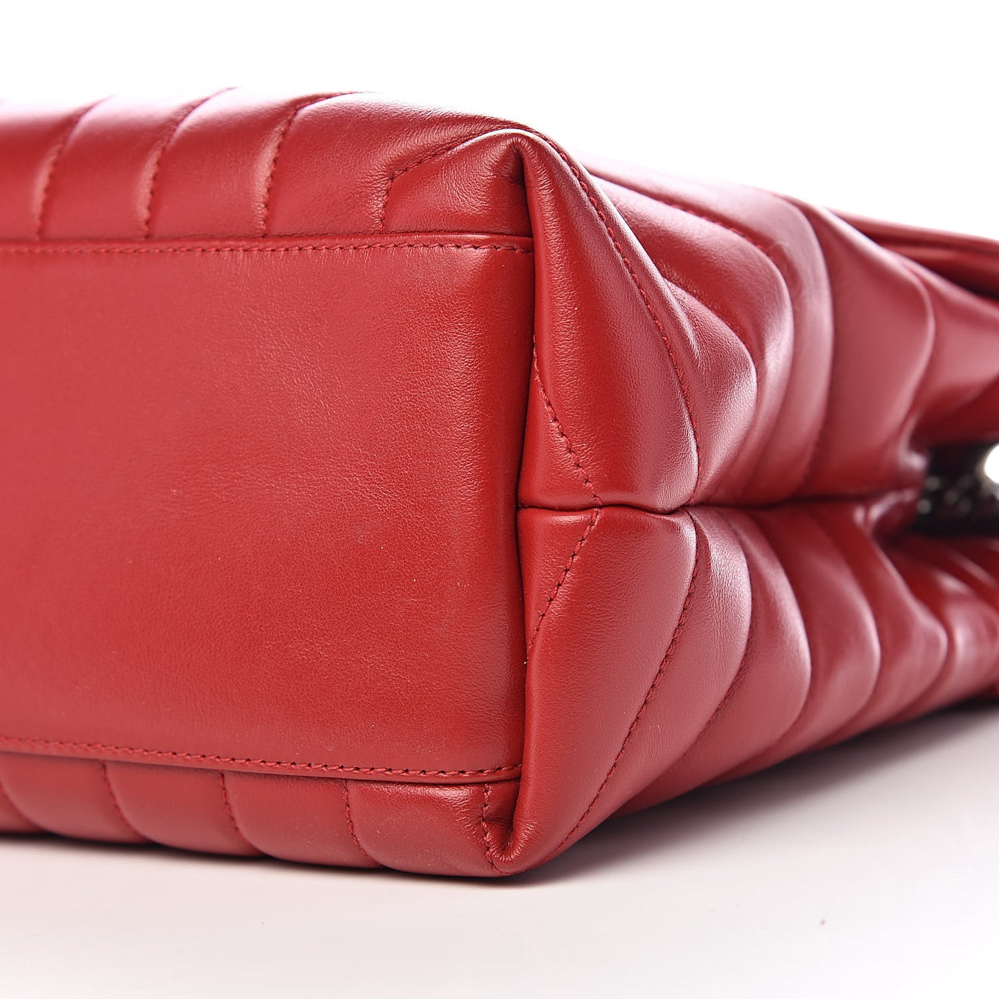 Calfskin Y Quilted Monogram Medium Loulou Chain Satchel Lipstick Red