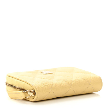 Chanel Caviar Quilted Zip Coin Purse Yellow 4 of 13