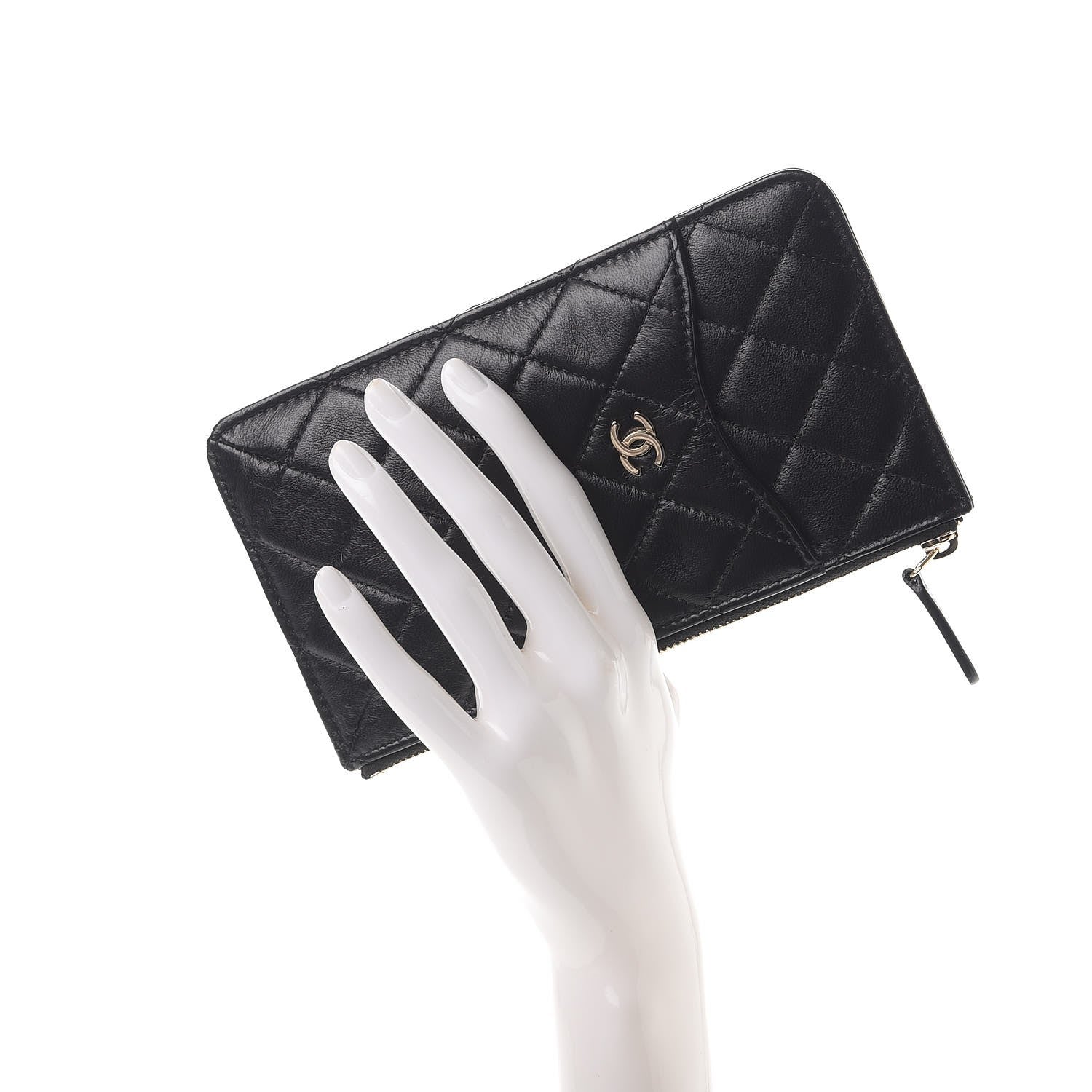 Chanel Lambskin Quilted Classic Flat Wallet Pouch Black 2 of 7