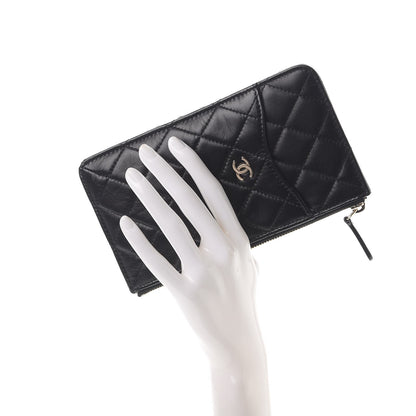Chanel Lambskin Quilted Classic Flat Wallet Pouch Black 2 of 7