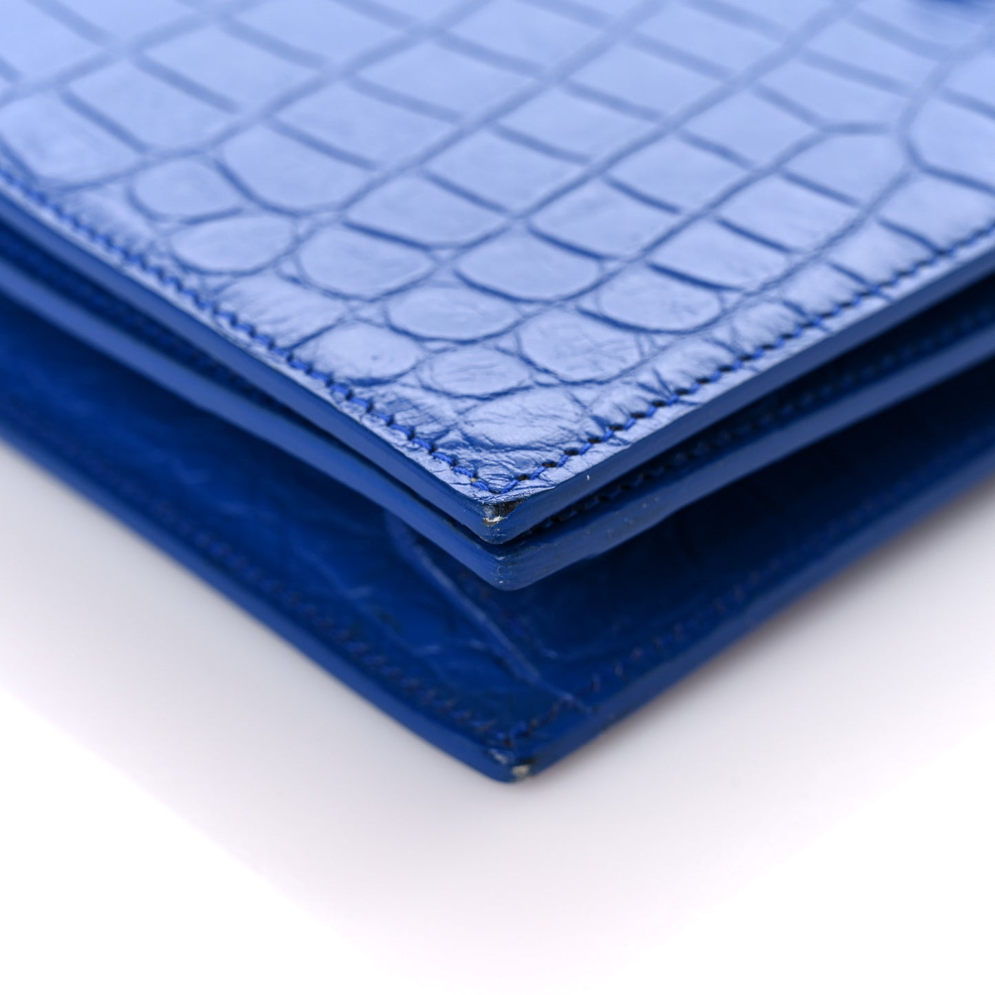 Calfskin Crocodile Embossed Classic Kate Monogram Clutch Royal Blue