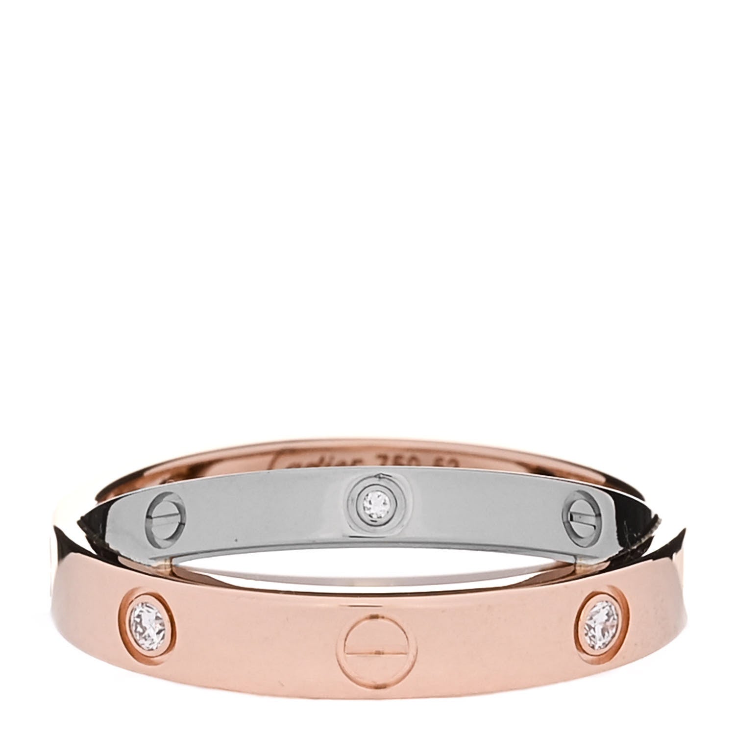 Cartier 18K Pink White Gold 6 Diamond LOVE Ring 52 6 1 of 5