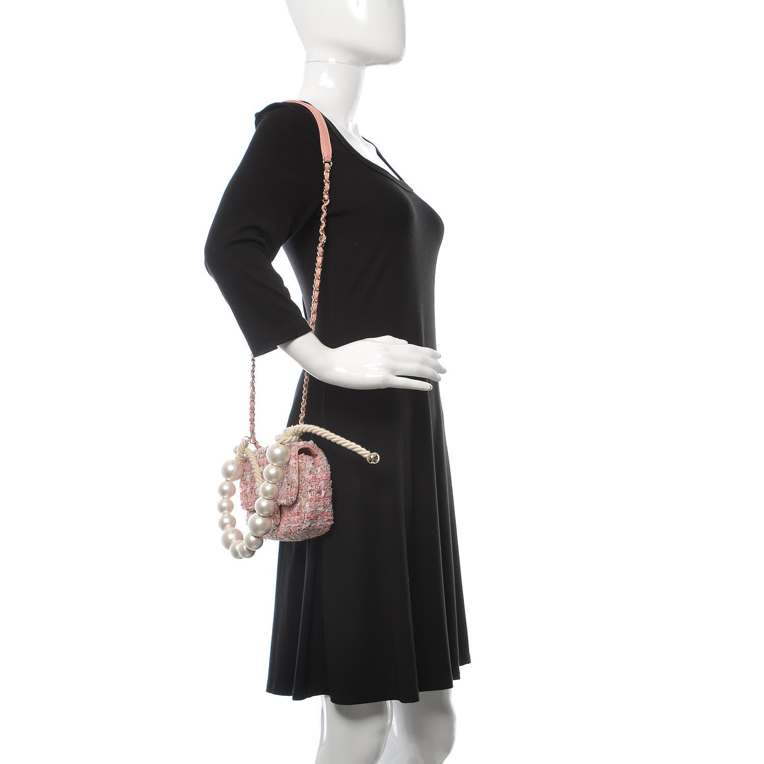 Chanel Tweed Mini Pearl Handle Flap Pink Beige Orange Ecru 2 of 9