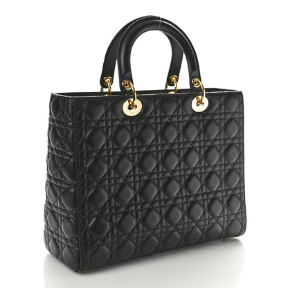 Christian Dior Lambskin Cannage Large Lady Dior Black 3 of 11