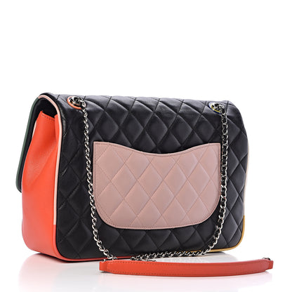 Chanel Lambskin Quilted Jumbo Cuba Color Flap Black 3 of 12