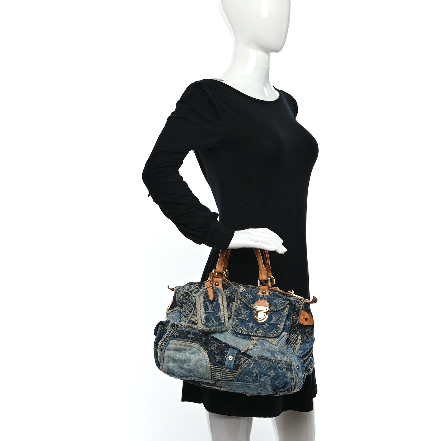Louis Vuitton Denim Patchwork Speedy 30 Blue 3 of 9