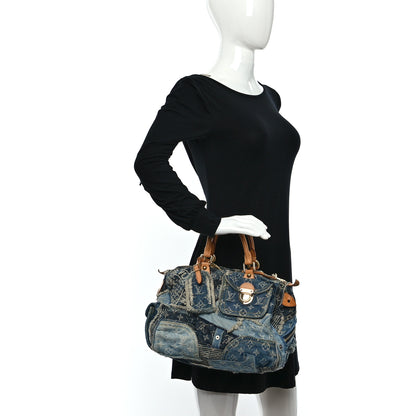Louis Vuitton Denim Patchwork Speedy 30 Blue 3 of 9