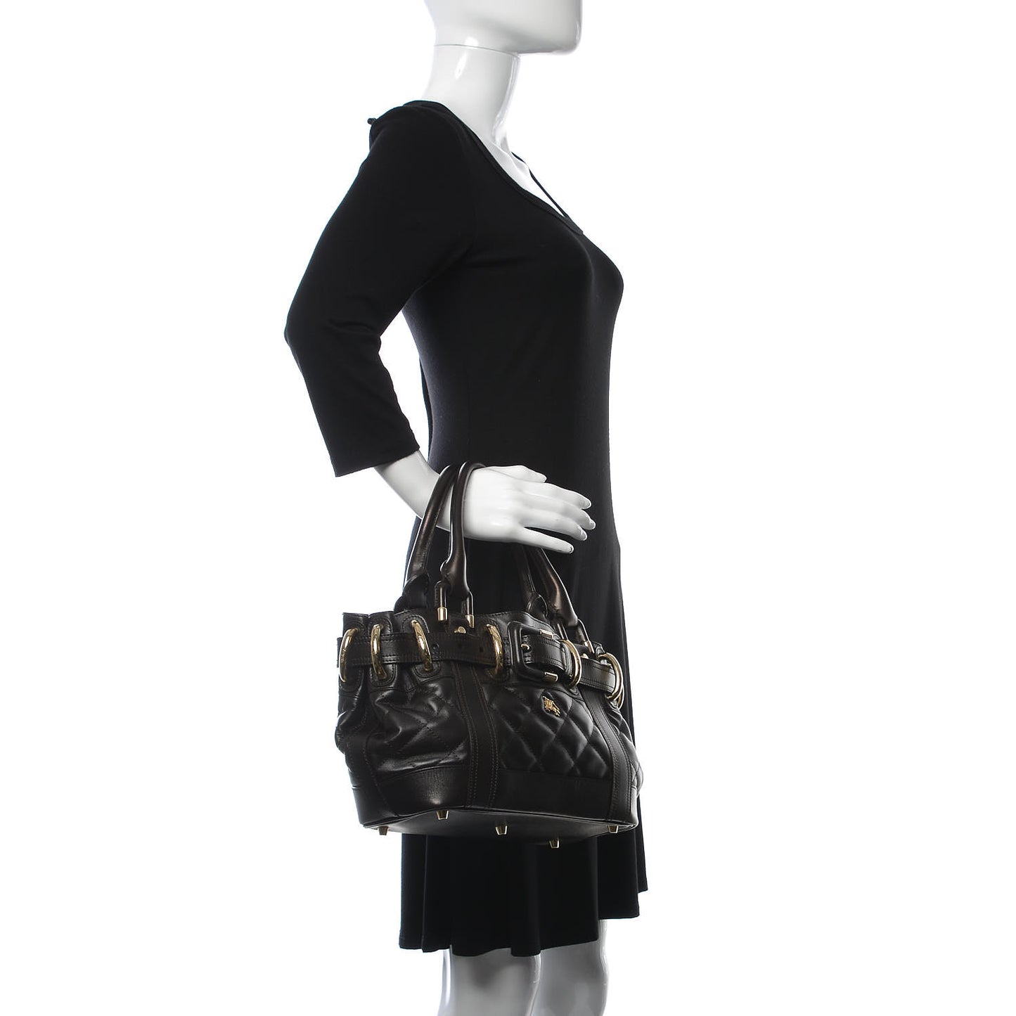 Calfskin Quilted Baby Beaton Dark Brown