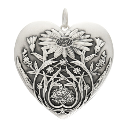 Tiffany Sterling Silver Large Ziegfeld Daisy Heart Locket Pendant 1 of 5