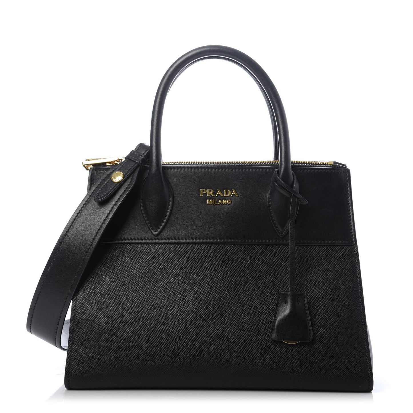 Saffiano City Calfskin Small Esplanade Tote Black