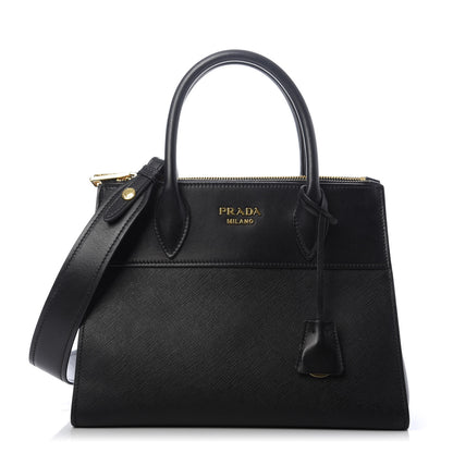 Prada Saffiano City Calfskin Small Esplanade Tote Black 1 of 8