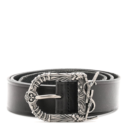 Saint Laurent Calfskin Monogram Celtique 75 30 Belt Black 1 of 7