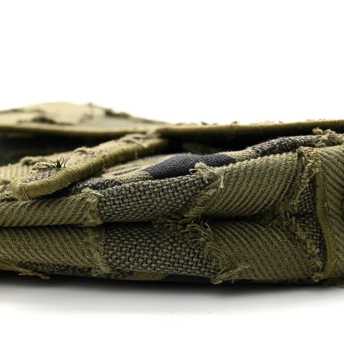 Canvas Embroidered Camouflage Saddle Bag Green