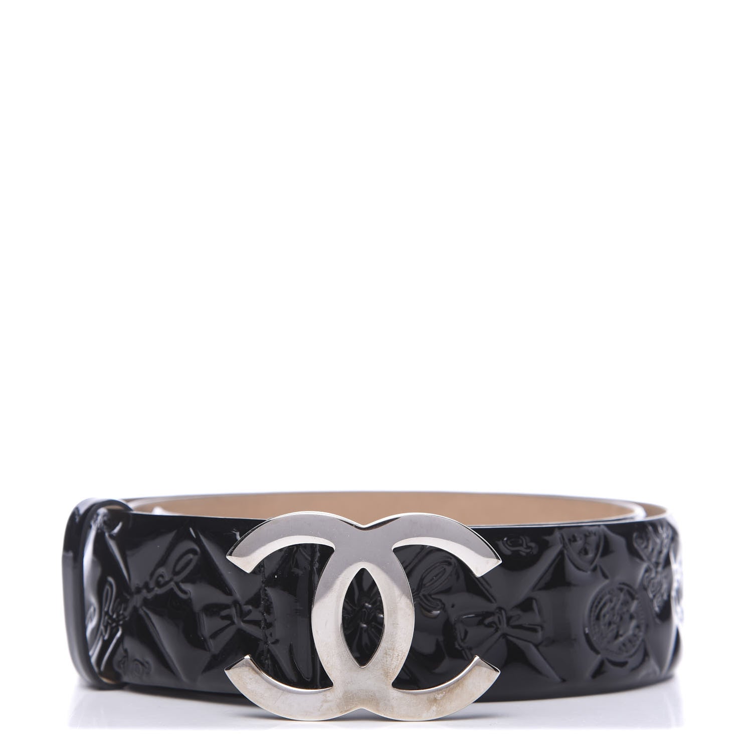 Chanel Patent Calfskin Quilted Lucky Symbols CC Belt 85 34 Black 1 of 4
