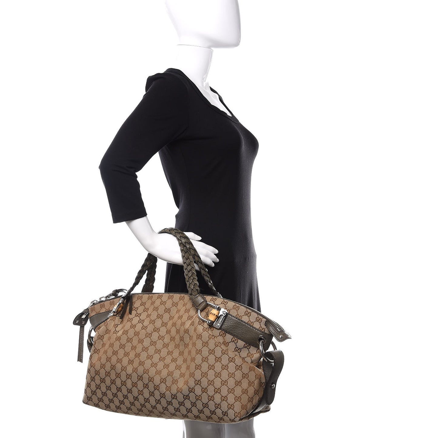 Monogram Bamboo Bar Medium Tote Olive