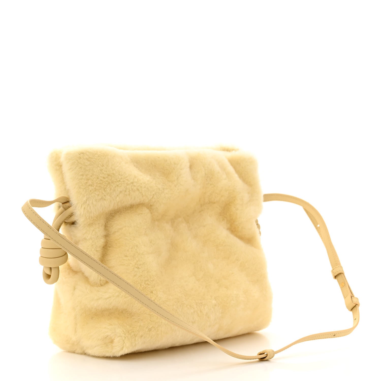 Loewe Shearling Flamenco Knot Clutch Cream 3 of 11