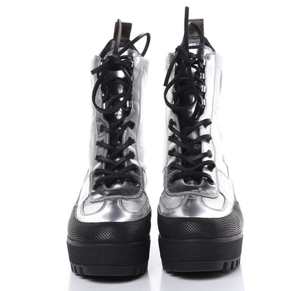 Louis Vuitton Patent Calfskin Spaceship Laureate Platform Desert Boots 37.5 Silver 2 of 11