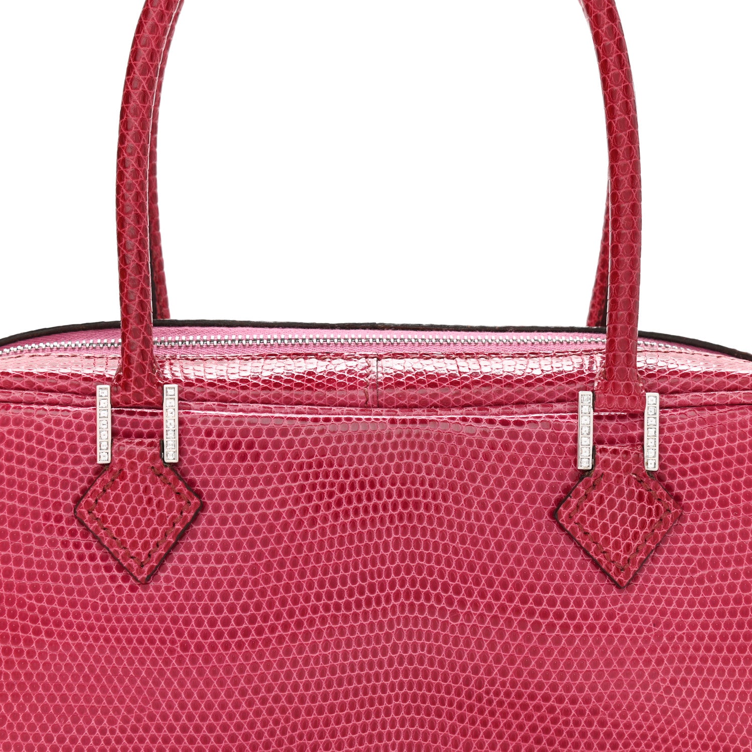 Hermes Shiny Lizard Diamond Plume Elan 22 Fuchsia 7 of 12