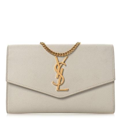 Saint Laurent Grain De Poudre Monogram Uptown Chain Wallet Dark Latte 1 of 17